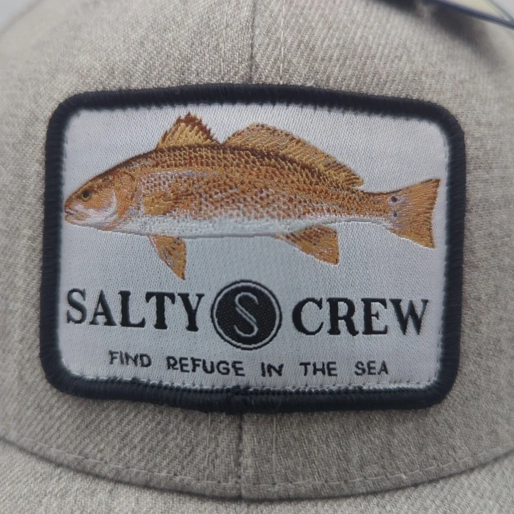 Salty‎ Crew Redfish Snapback Hat Grey Yupoong Classics Fishing Cap New